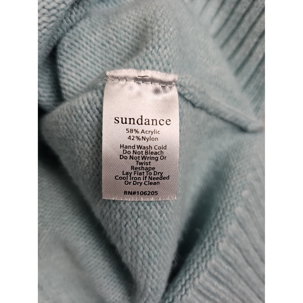 Sundance Light Blue Sweet Snowflake Turtleneck Sweater Women's Size Medium - Picture 6 of 11